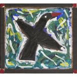 Bryan Illsley, British b.1937- Blackbird, 1983; acrylic on the reverse of hardboard, with artist's