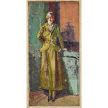 Camden Town School, c.1911-1914- Portrait of a lady standing full length; oil on canvas laid down on