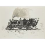 Chris Orr MBE RA, British b.1943- Men of Steam (Green Flag), 1989; lithograph and etching with