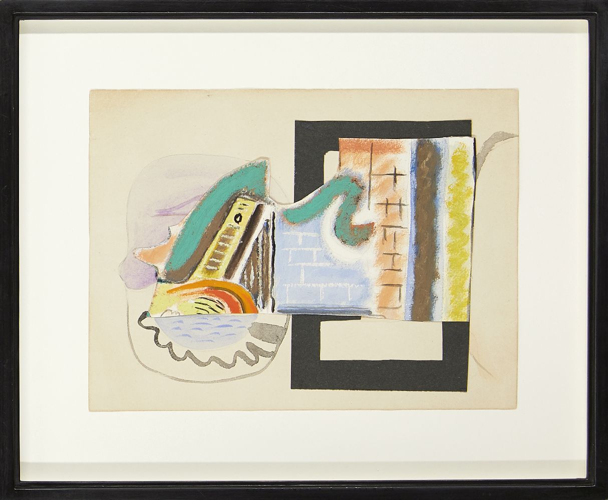 Eileen Agar RA, British 1899-1991- Abstract Composition, 1936; pastel, pencil, collage & watercolour - Image 2 of 3
