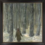 Karen Edwards RWA, British b.1961- Wandering through the Snowy Silver Birch Woods; oil on canvas,