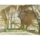 Frederick Brill, British 1920-1984- Winter Trees, 1970; oil on board, signed and dated in pencil,
