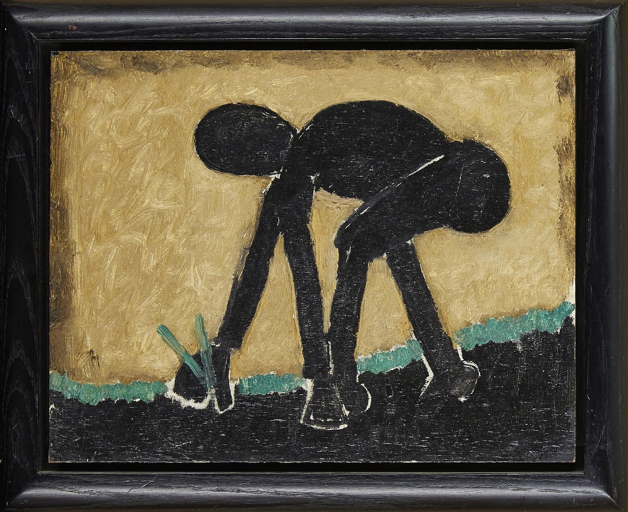 Josef Herman OBE RA, British/Polish 1911-2000- Man in the Field; oil on plywood panel, signed and - Image 2 of 3