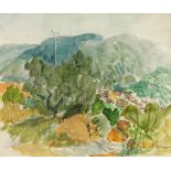 Elizabeth Rivers RHA, Irish/British 1903-1964- A Continental Landscape; watercolour over pencil on