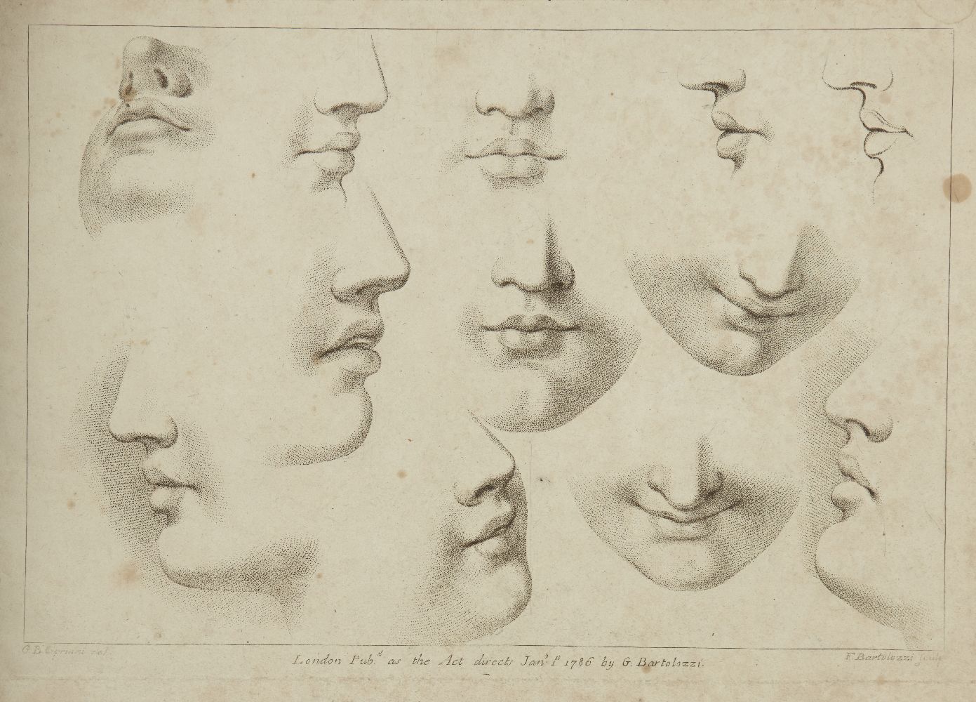 Francesco Bartolozzi RA, Italian 1727-1815- Rudiments of drawing, after Giovanni Battista - Image 2 of 6