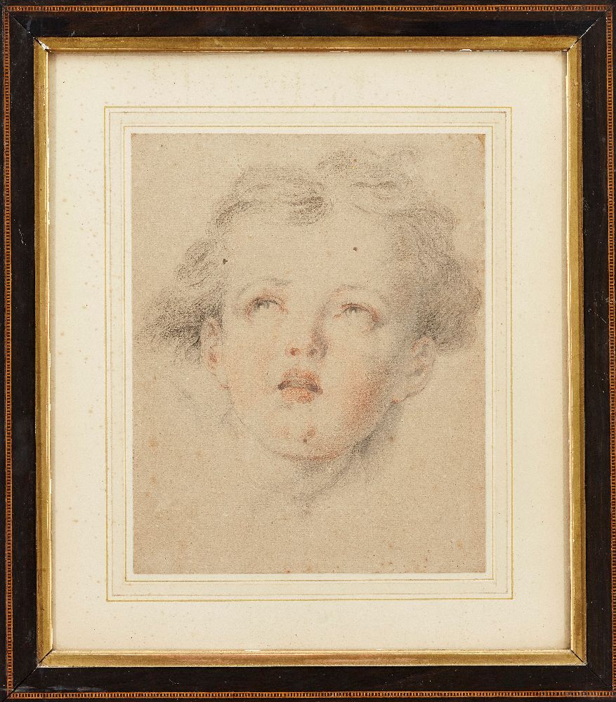 French School, mid/late 18th century- Drawing of a child's head; red and black chalk on paper,