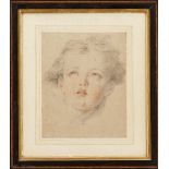 French School, mid/late 18th century- Drawing of a child's head; red and black chalk on paper,