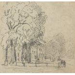 British School, early/mid 19th century- Sketch of a country house and trees; pencil, 12x12.5cm