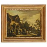 Manner of David Teniers the Younger, early-mid 19th century- A crowd of merry-makers outside a