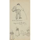 William Alister Macdonald, Scottish 1860-1956- Studies of figures in the street Elmley, 1912;