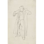 British School, late 19th/early 20th century- Study of a man opening his overcoat; pencil on