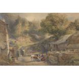 Henry Clark Pidgeon, British 1807-1880- The Farm, c.1875; watercolour, signed and dated,