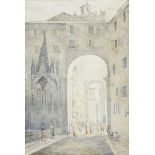 Joseph Murray Ince, British 1806-1859- Tomb of the Scaligeri family, Verona; watercolour, signed and