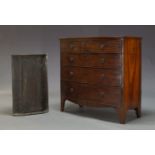 A Regency mahogany bowfront chest of drawers, with two short over three long graduated drawers,