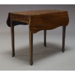 A George III and later mahogany Pembroke table, the rectangular top with two serpentine drop leaves,