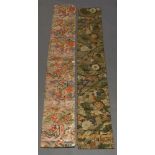 Two Japanese silk obi, 20th century, the long rectangular strips decorated with chrysanthemums and