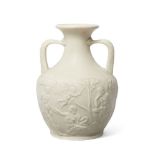 A Copeland white glazed model of the Portland vase, 19th century, impressed mark to the base