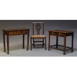 A George III mahogany fold over side table, with single frieze drawer on square section legs, 73.5cm