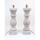 A pair of composite stone baluster form lamps, 51.5cm high (2)Please refer to department for