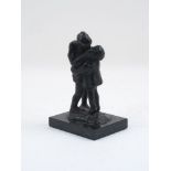 After Egidio Possi, an Italian bronze figural group, modelled as a boy and girl kissing, signed '