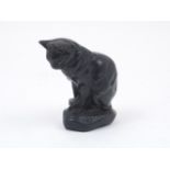 Antoine-Louis Barye (French, 1795-1875), a bronze figure of a seated cat, signed 'BARYE' to base,