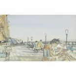 Patrick Hall, British 1906-1992- Beach Promenade; watercolour, pencil, black chalk heightened with