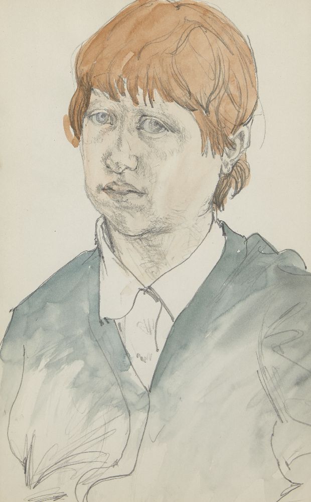 Fyffe Christie, British 1918-1979- Pauline, 1970; red and black chalk and pencil, signed and