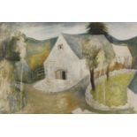 Modern British School, mid-20th century- Cottages; oil on board, 50.5x76cm (unframed)Please refer to