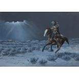 James Dann, British, mid-late 20th century- Americans on horseback and cavalry scenes; oils on