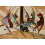 After Ethel L Spowers, Australian 1890-1947- Swings & The Giant Stride; off-set lithographs in