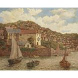 W Ratcliffe, British, early 20th century- Newlyn Harbour, Cornwall; oil on canvas, signed and