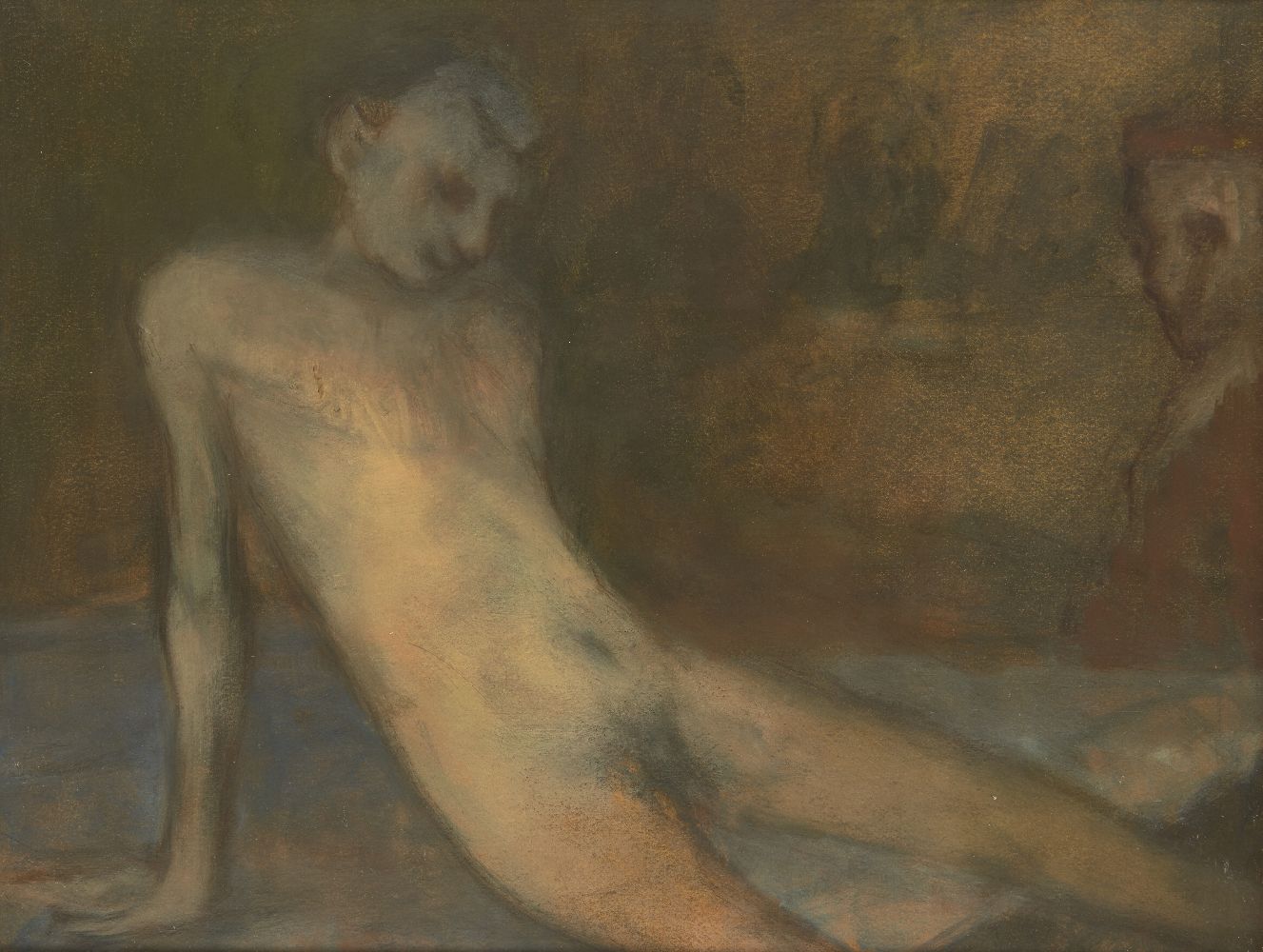 Ansel Krut, Irish/South African b.1959- Nude Boy; oil on paper, 23x29cm (ARR)Please refer to