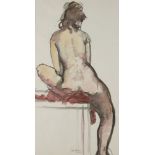 Fyffe Christie, British 1918-1979- Female nude from reverse, 1978; watercolour on paper, signed