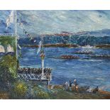 I A Montal, French, mid/late 20th century- Regatta; oil on canvas, 60x73cm, (ARR)Please refer to