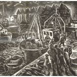 Ben Sands, British b.1920- Last Boat Home; woodblock, titled, signed, dated 1992, and numbered 6/