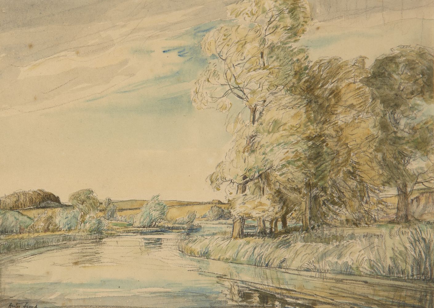 Hester Frood, British 1882-1971- The Test Hampshire; watercolour, signed, 16x23.5cm (ARR)