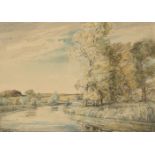 Hester Frood, British 1882-1971- The Test Hampshire; watercolour, signed, 16x23.5cm (ARR)