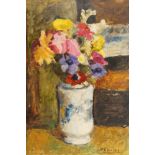 Cesare Peruzzi, Italian 1894-1995- Fiori; oil on canvas, signed, 40x60cm, (ARR) Provenance: Galleria