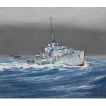 James Dann, British, mid-late 20th century- HMS Wye 1944; oil on canvas, signed and titled, 66x76cm: