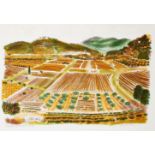 Bernard Cheese, British 1925-2013- Vineyards at Mirabel, Provence; lithograph in colours on wove,