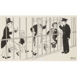 Nicolas Clerihew Bentley, British 1907-1978- Etonians in Prison; pen and brush and black ink,