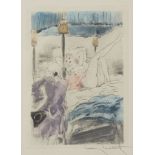 Louis Icart, French 1888-1950- Under the Canopy, 1946; etching in colours on vellum wove, signed