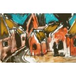 Josef Herman OBE RA, British 1911-2000- Village Street; lithograph in colours on wove, signed and