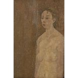 Polly Lister, British, late 20th century- Female nude; oil on canvas, signed and inscribed on the