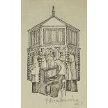 Adorno Bonciani, Italian b.1920- Baptistery, 1969; lithograph with hand colouring on wove, signed