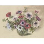 Phyllis M Birdseye, British, mid-late 20th century- Floral still life; coloured chalk, signed,