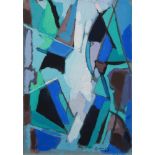 Antonio Corpora, Italian 1909-2004- Abstract in blue and green, 1948; gouache on card, signed and