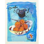 Chloe Cheese, British b.1952- Orange & Blue; lithograph in colours on wove, signed, titled and