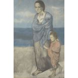 After Pablo Picasso, Spanish 1881-1973- Femme et Enfant au Bord de Mere (Mother and Child on the