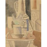 After Fernand Leger, French 1881-1955- Nature morte au journal, 1924; pochoir in colours on wove,